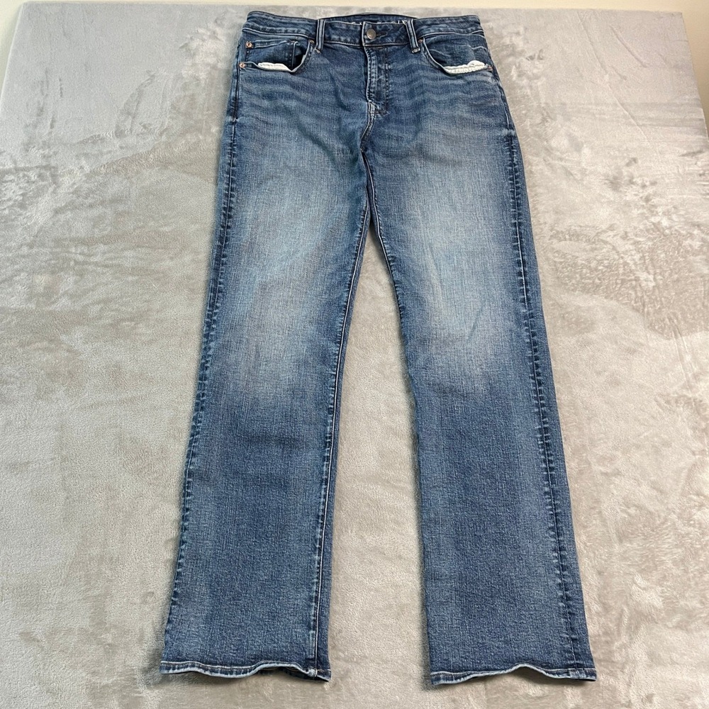 American Eagle Mens Airflex+ Original Bootcut Jeans Blue 34x34* Faded Y2K Casual